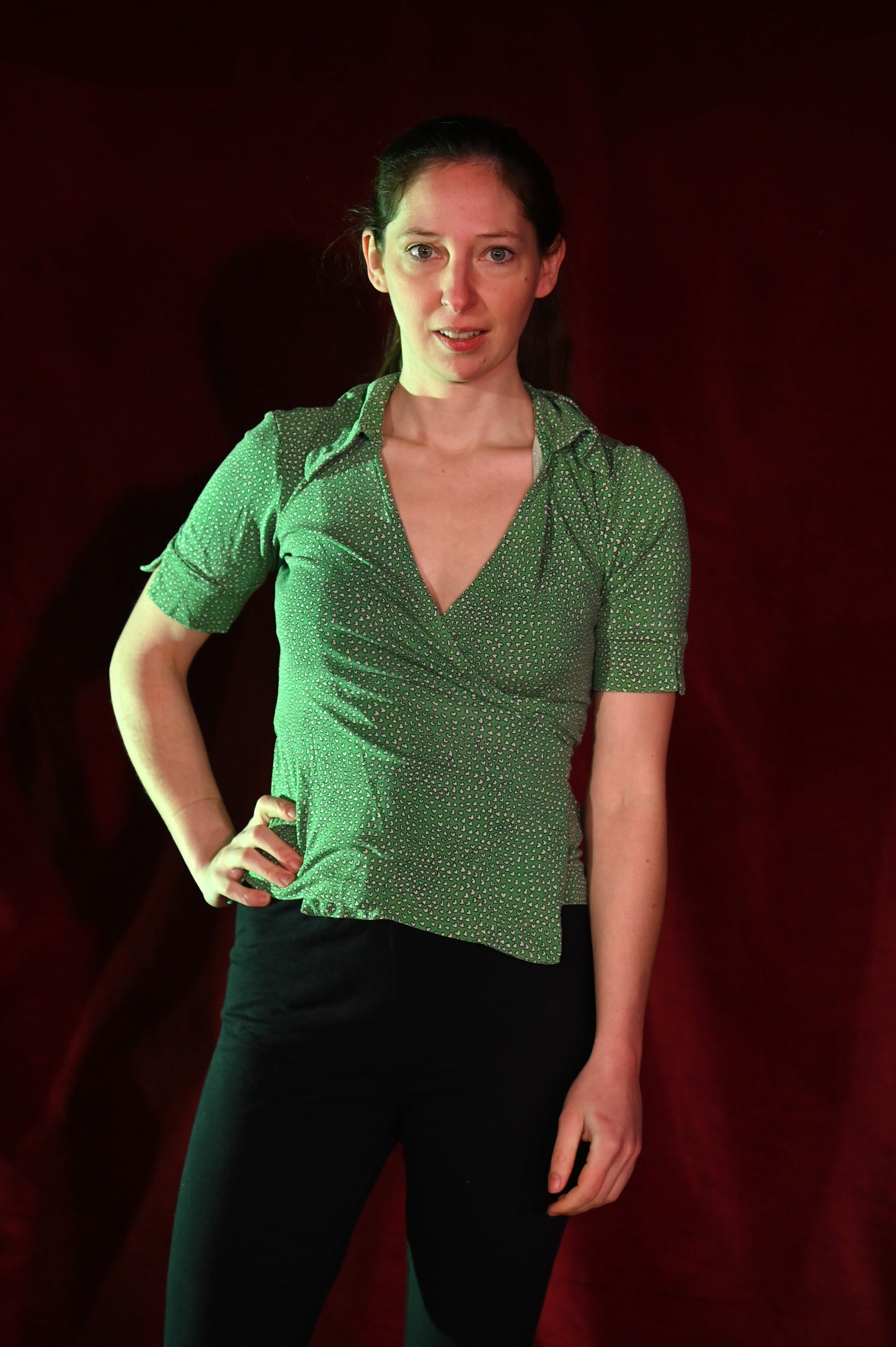Top - Grüne Wickelbluse - W175