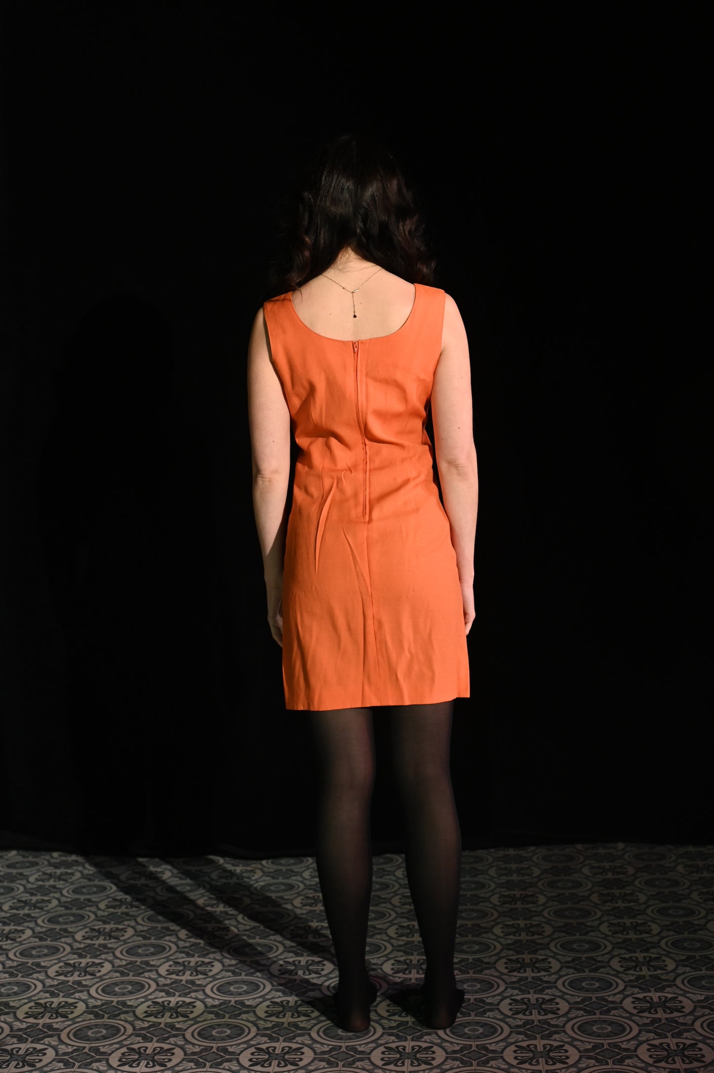 Kleid - Orangenes Leinenkleid - W283