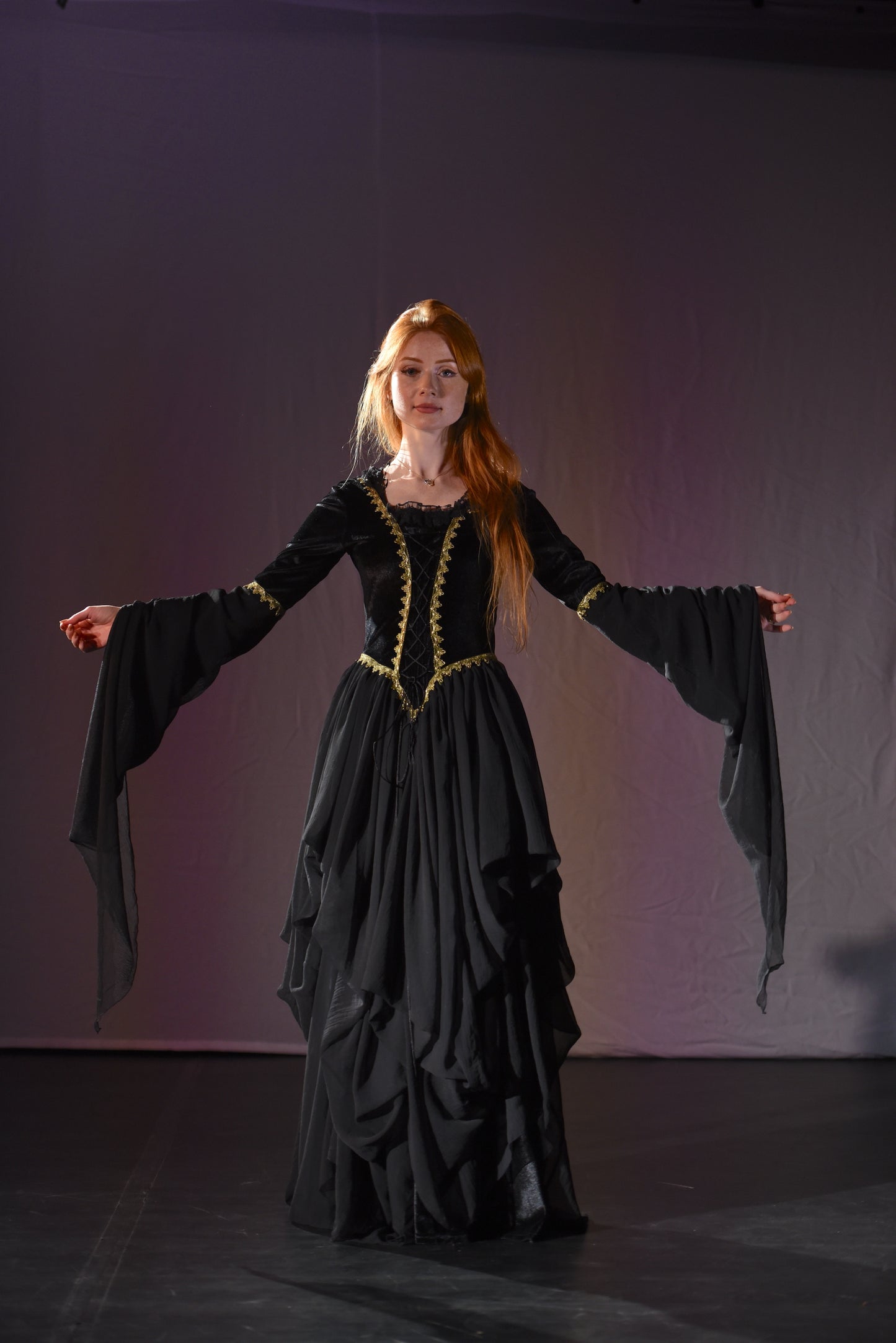 Kleid - Schwarzes Mittelalterkleid - W014