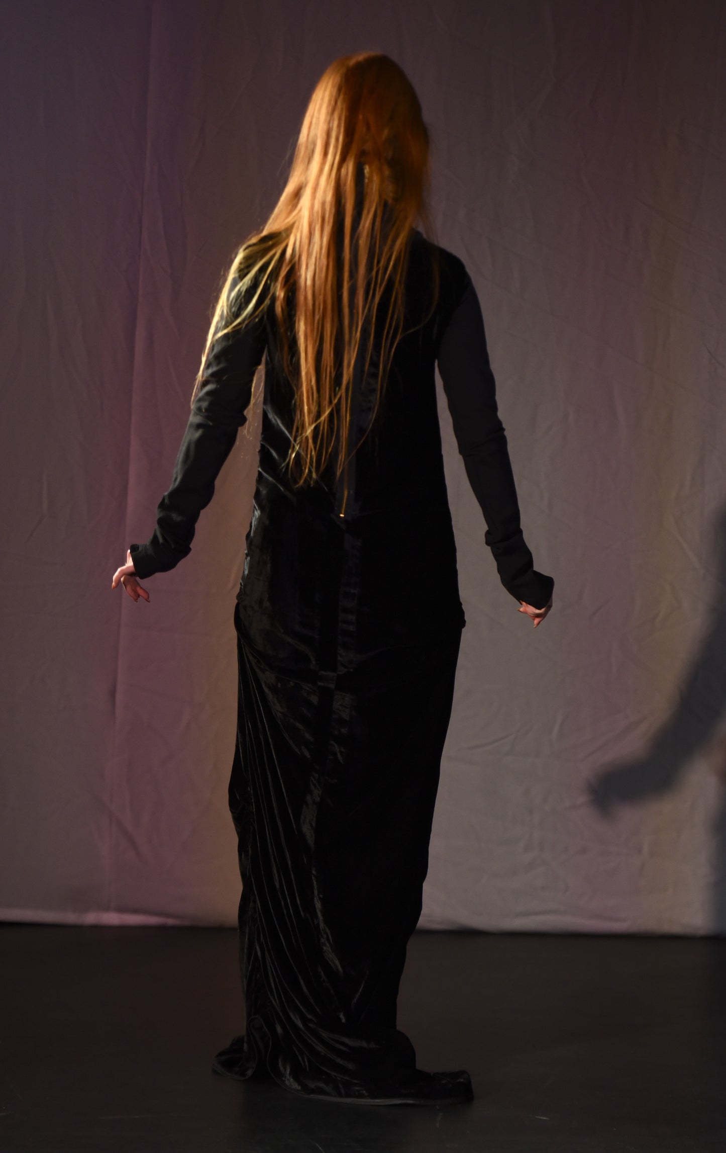 Kleid - Schwarzes Samtkleid - W035
