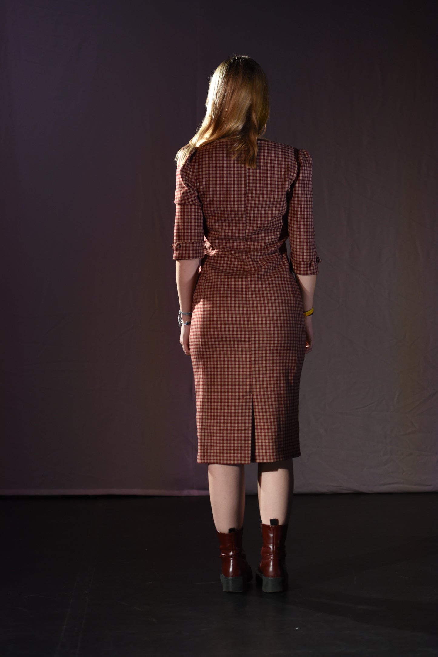 Kleid - Kariertes Kleid - W039