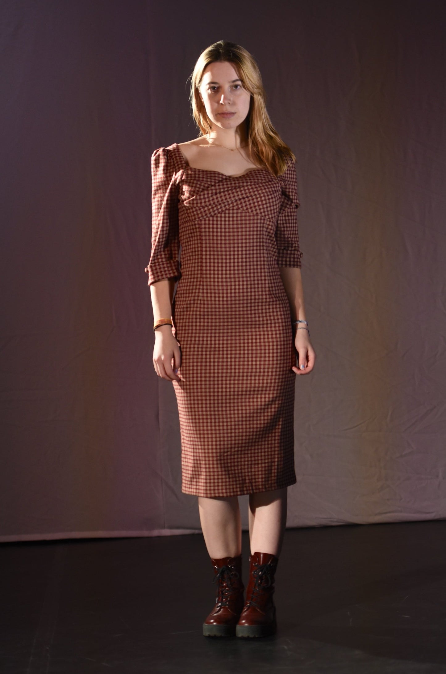 Kleid - Kariertes Kleid - W039