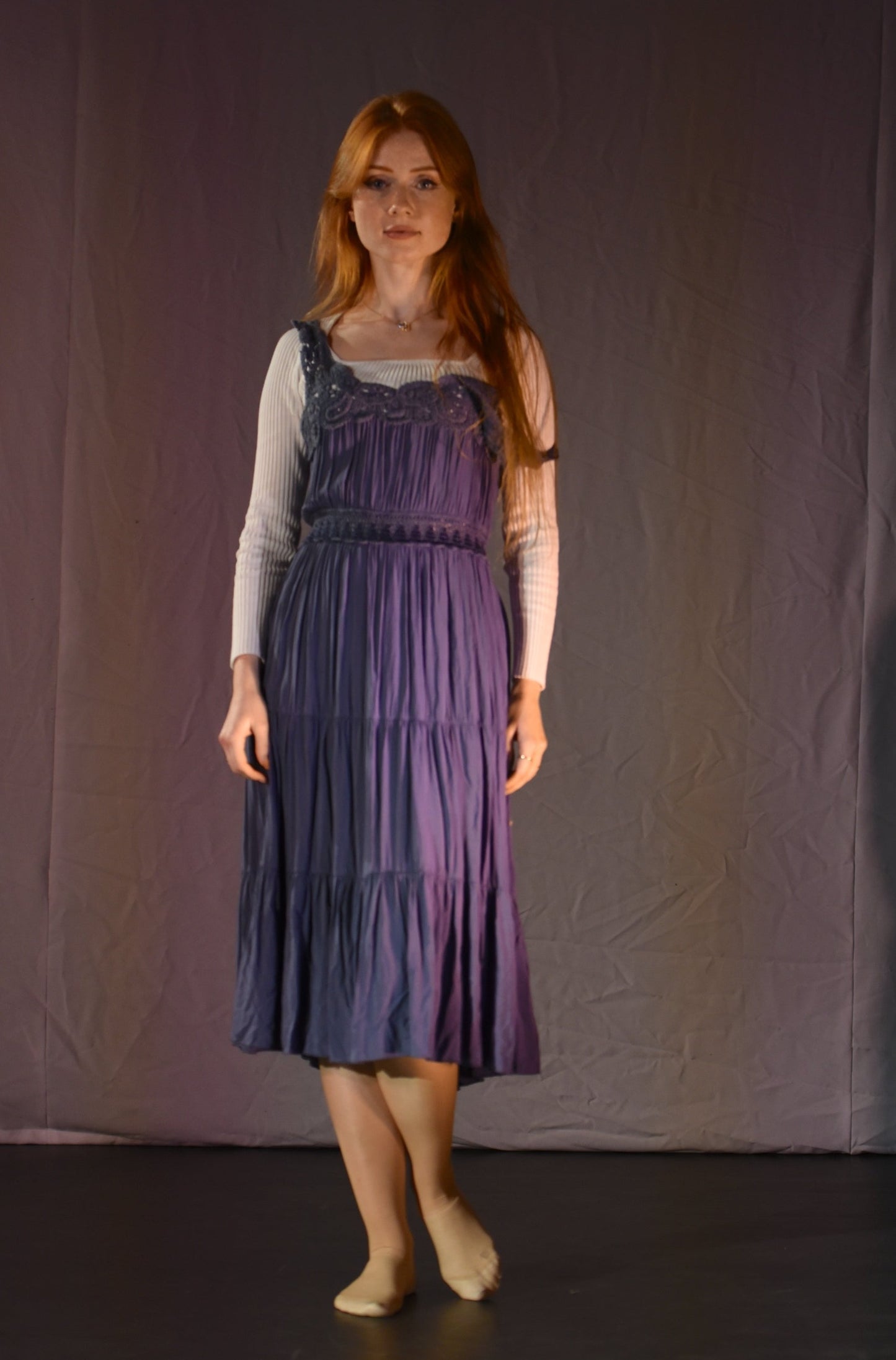 Kleid - Blaues Volantkleid - W102