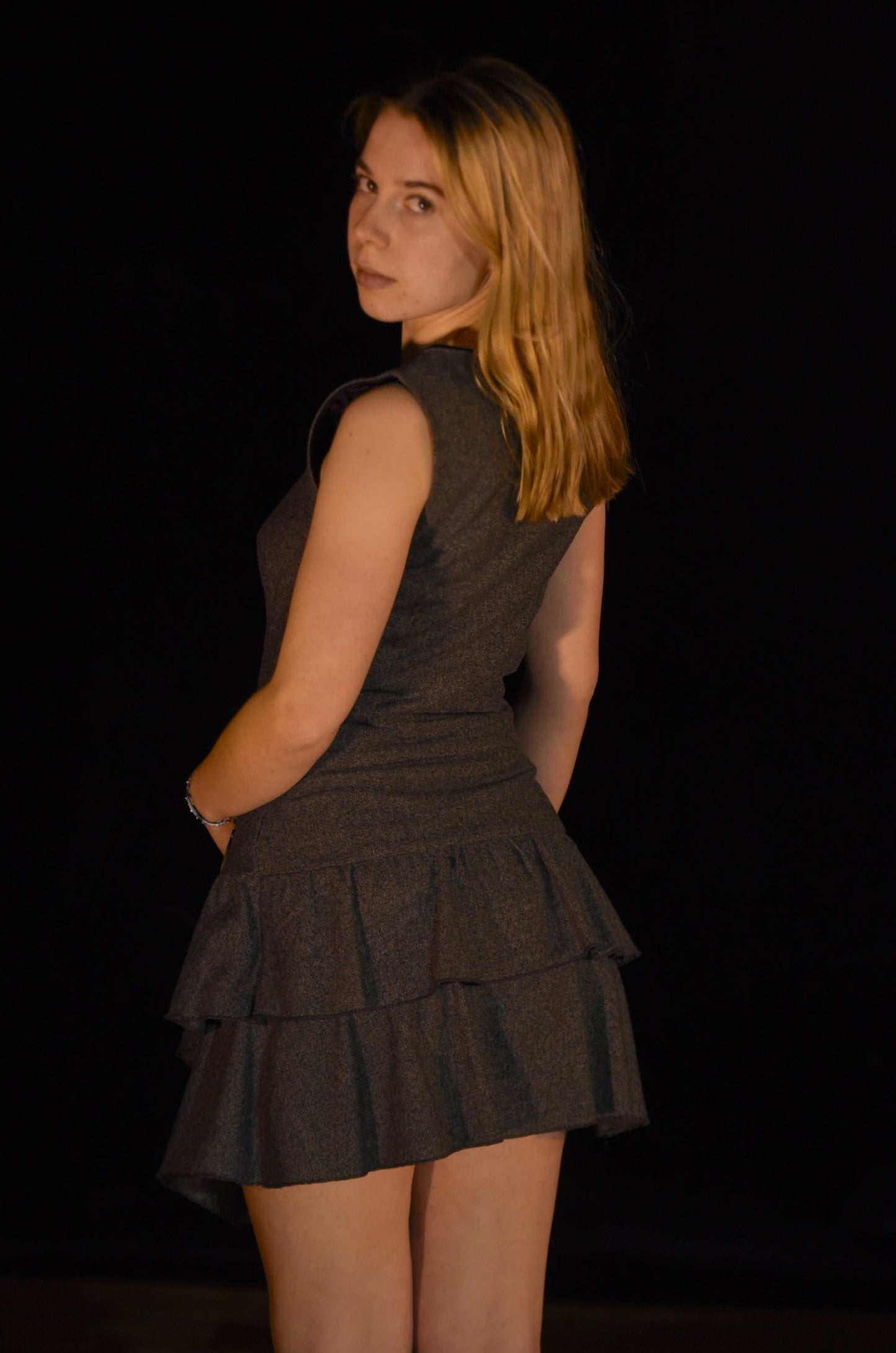 Kleid - Dunkelgraues Minikleid - W106