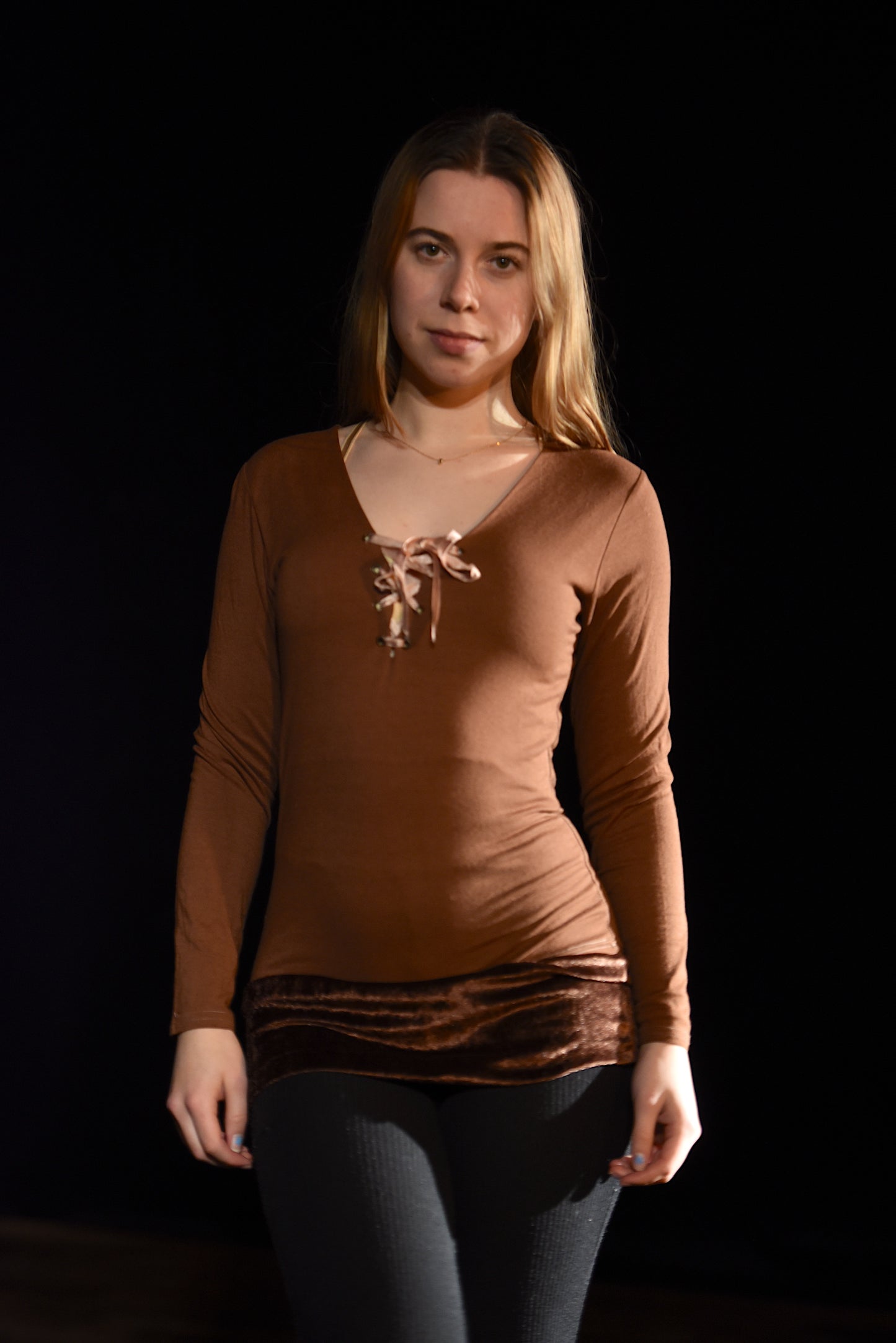 Top - Braunes Langarmshirt - W118