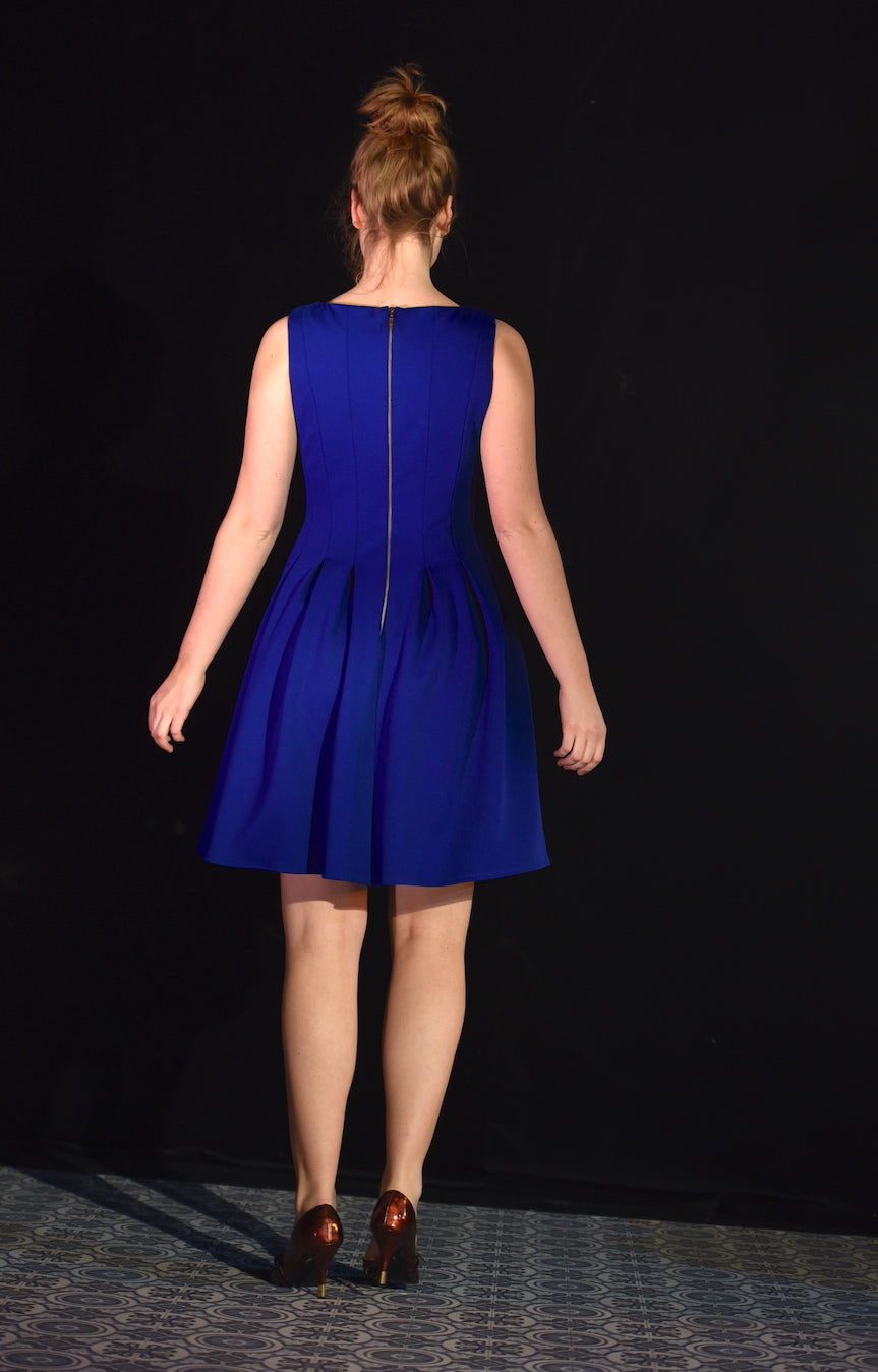 Kleid - Blaues kurzes Kleid - W143
