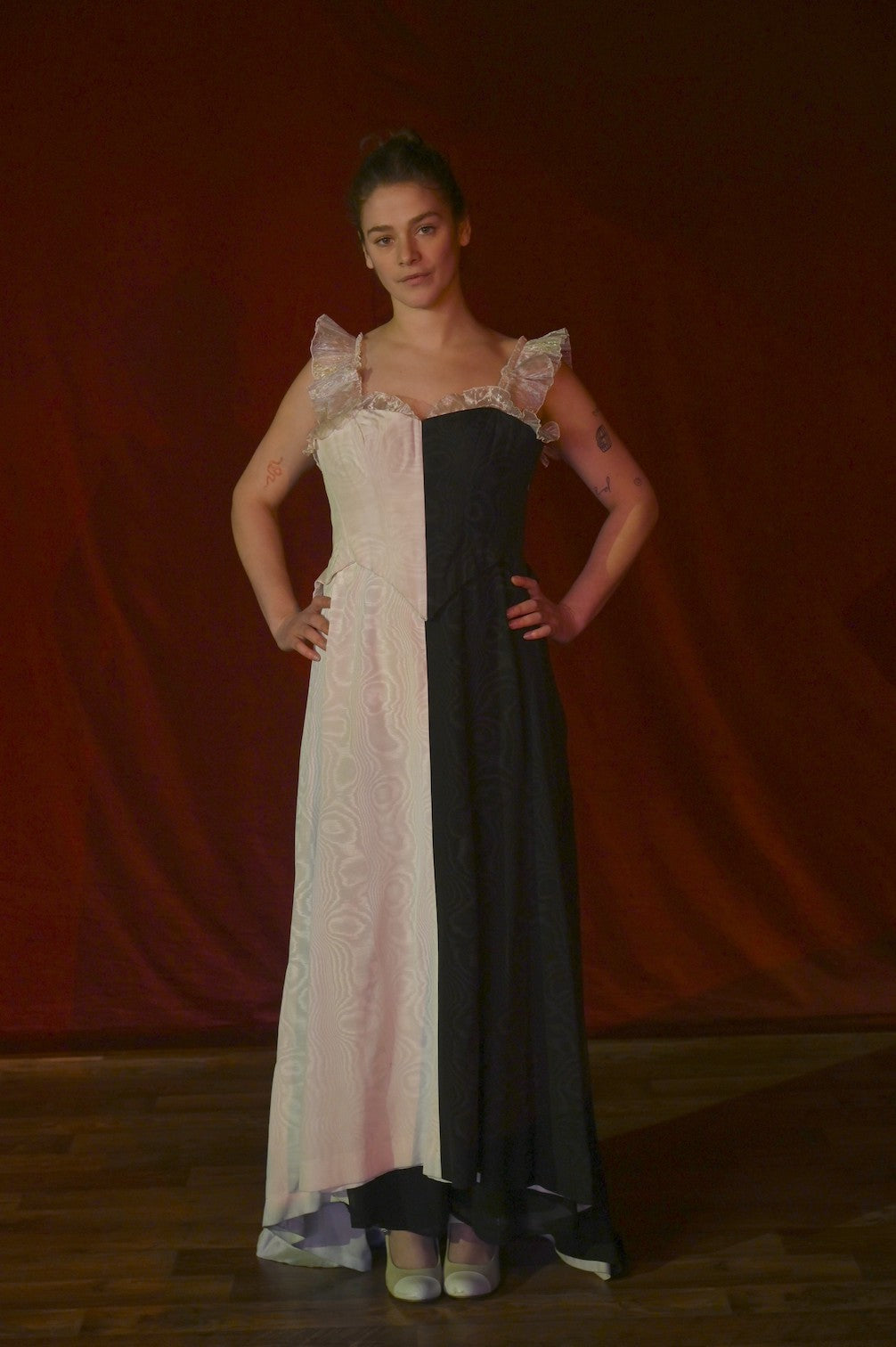 Kleid - Zweifarbiges Maxikleid - W306