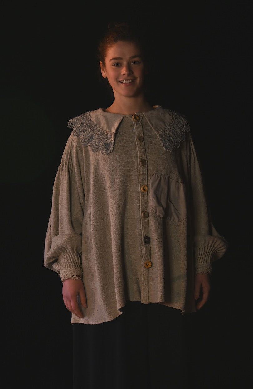 Top - Blouson-Hemd mit Spitzenkragen - W311