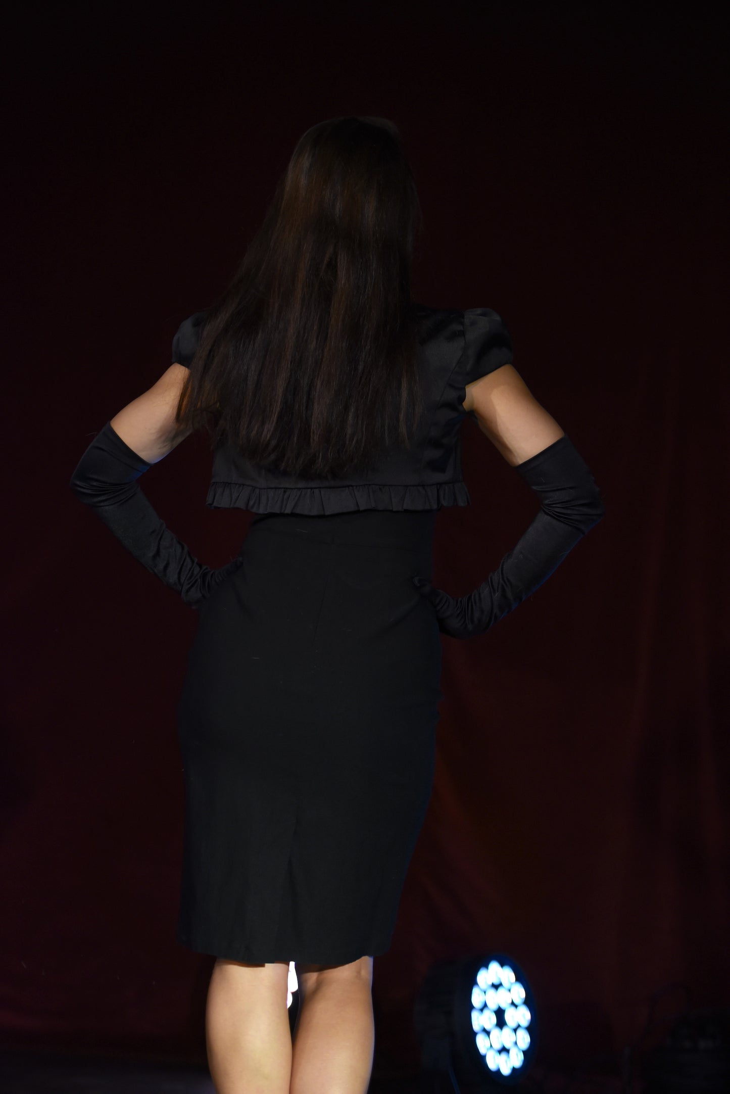 Kleid - Schwarzes Kleid, Bolero, Handschuhe - W063